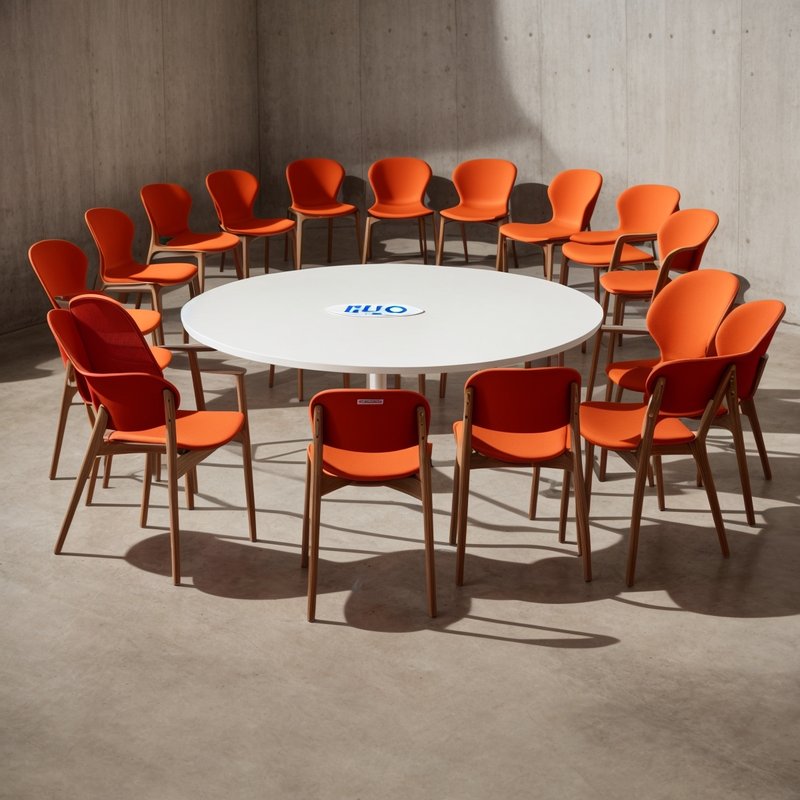 A circle of chairs, each with a name tag that simply reads "Member," emphasizing the equal footing that anonymity provides in a 12-step group.